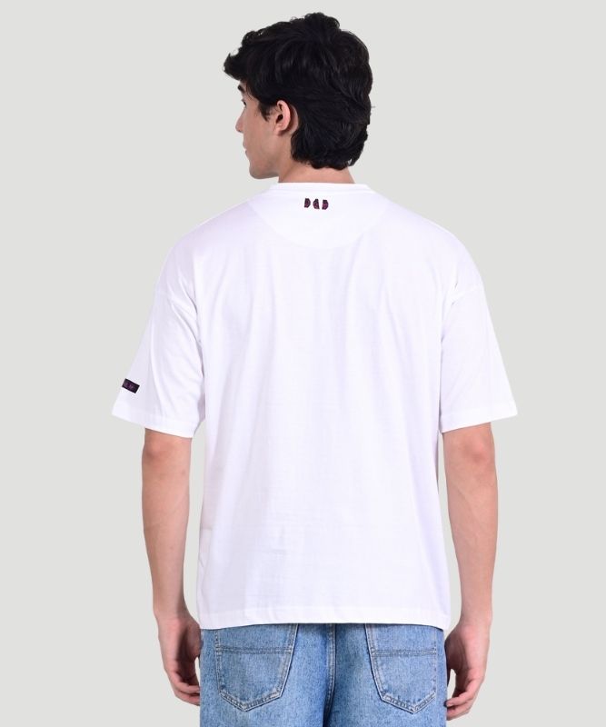 Men's White Shivaji Graphic Print Half Sleeves Oversized Fit T-Shirt